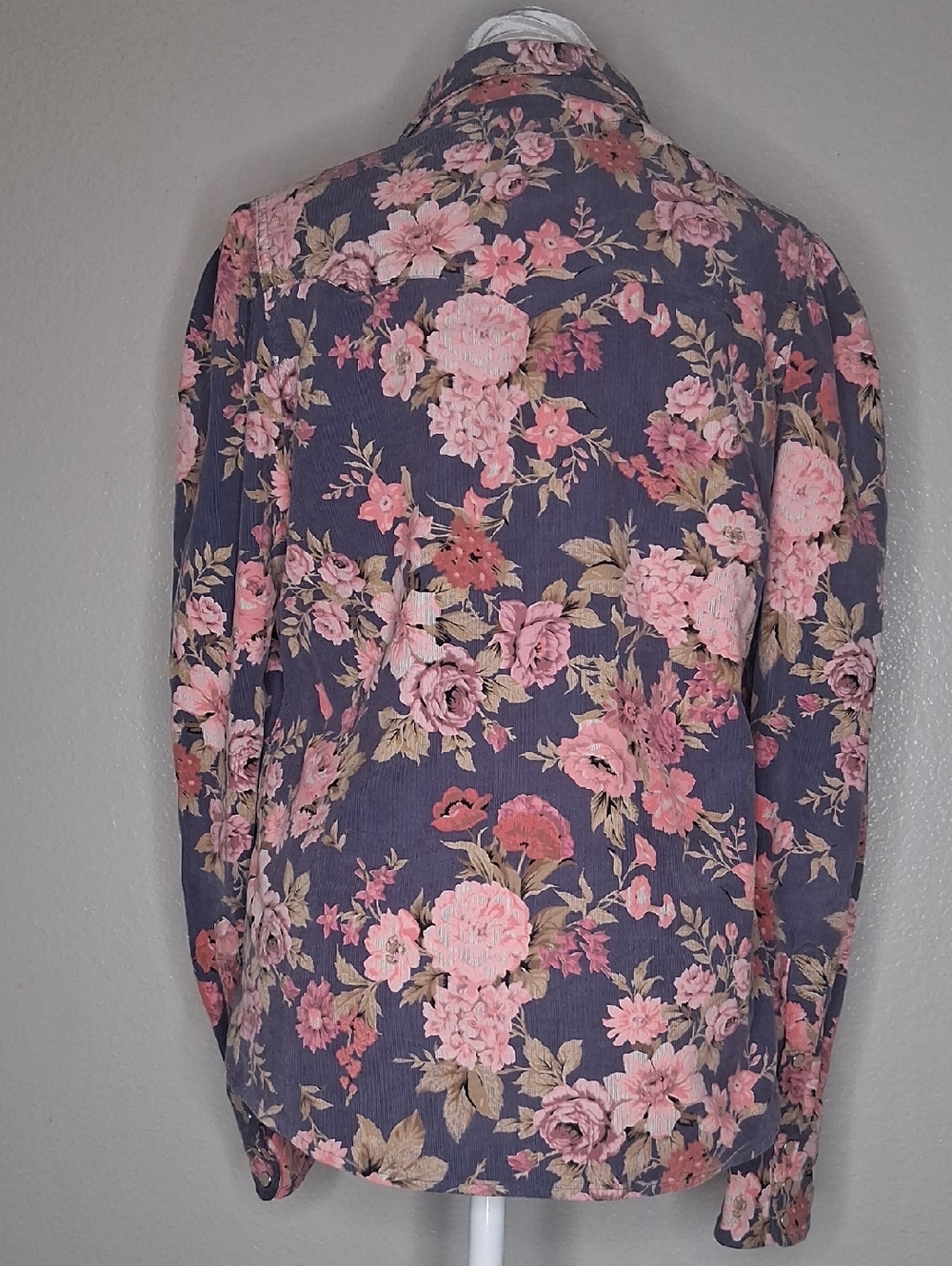 Dear John Pearl Snap Button Up Shirt Cottagecore Long Puff Sleeve Corduroy Sz M - Picture 3 of 13